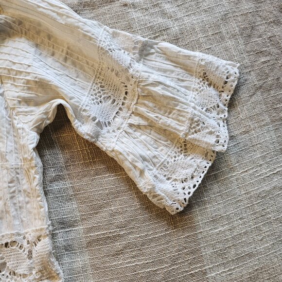 True Vintage 60's Mod Western Bridal Coastal White Cotton Lace Maxi Summer Dress - Picture 11 of 16